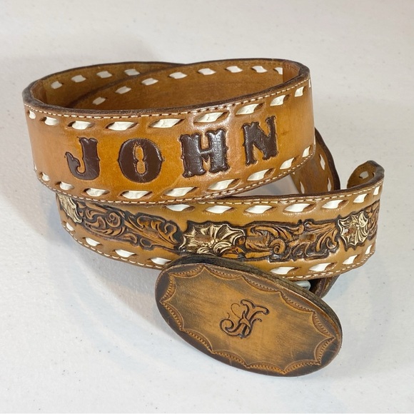 KONA KUT by Nocona Custom Vintage Tooled Western Belt JOHN - Picture 1 of 8